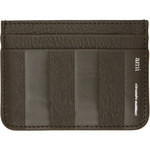  Ami Paris Khaki Leather Midi Card Holder 