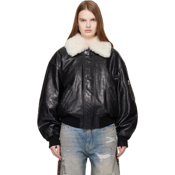  Amiri Black Ma Quad Leather Bomber Jacket 