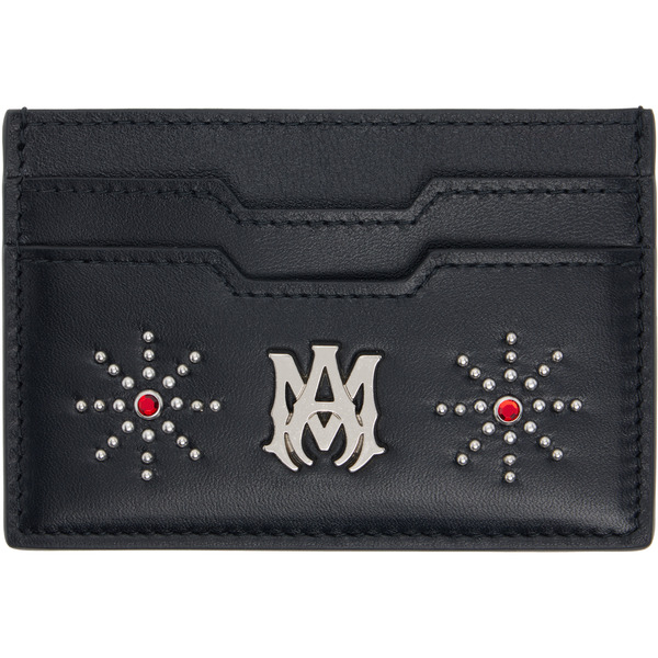  Amiri Black 'ma' Stud Card Holder 