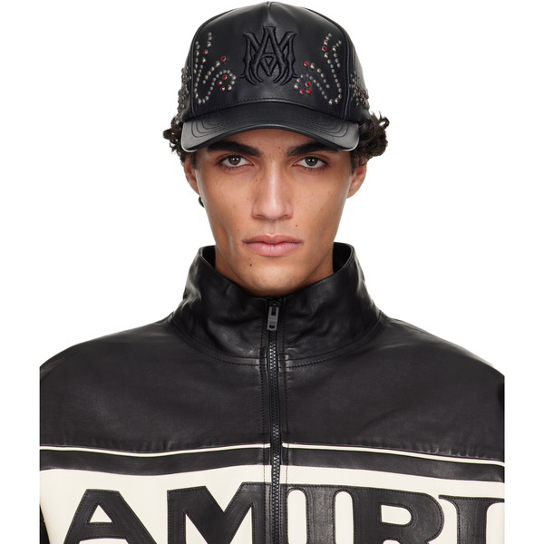  Amiri Black Ma Stud Leather Cap 