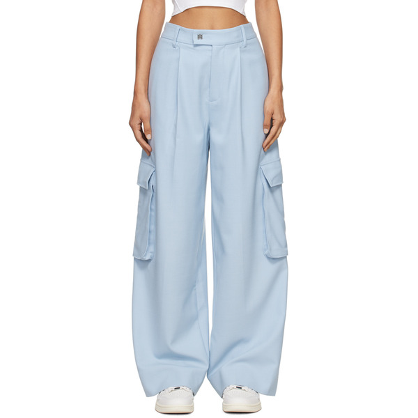  Amiri Blue Wide Leg Pleated Trousers 