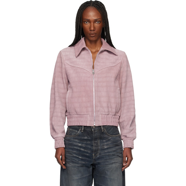  Amiri Pink Western Croc Suede Jacket 