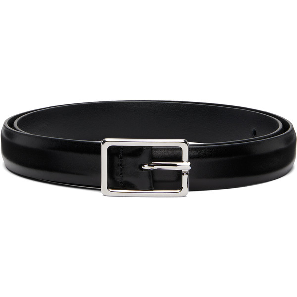  Anderson's Black Skinny French Calfskin Rectangular Buckle Belt 