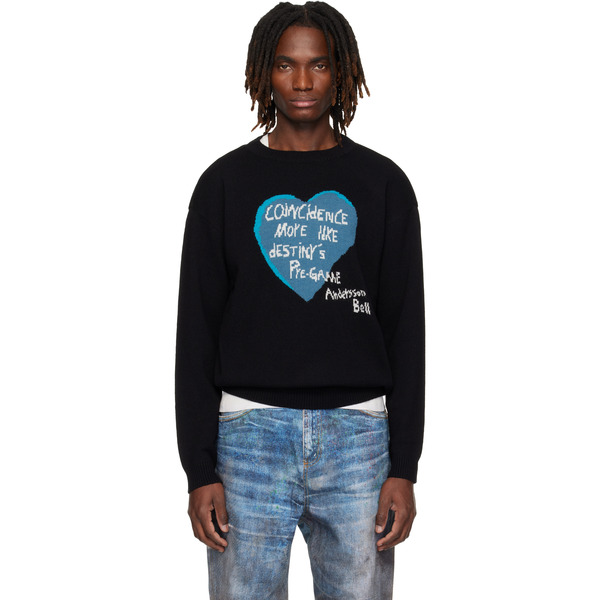  Andersson Bell Black Heart Message Crew-neck Sweater 
