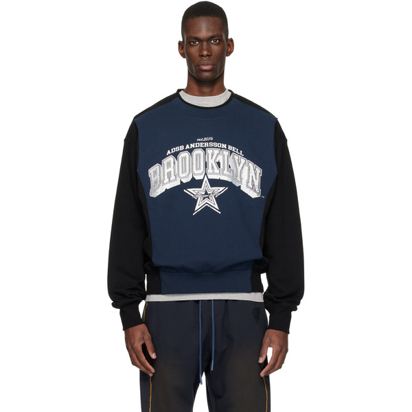  Andersson Bell Black & Navy Arch Logo Layered Sweatshirt 