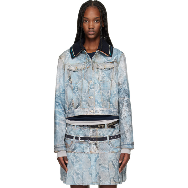  Andersson Bell Blue Python Fade Printed Denim Jacket 