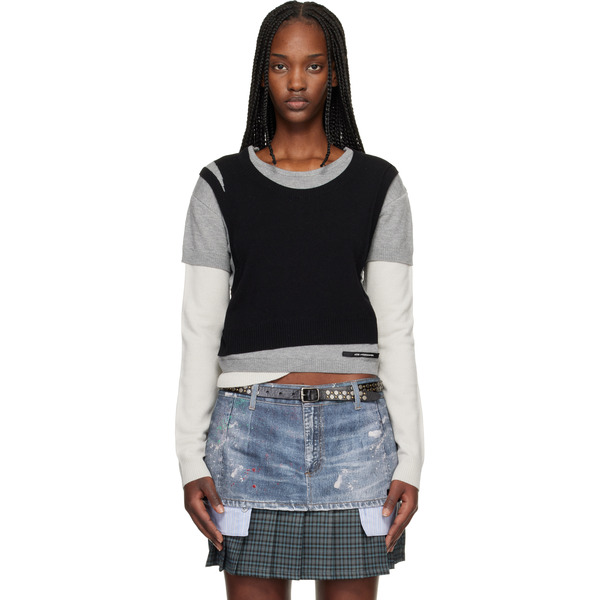  Andersson Bell Gray & Black Tres Over Layered Sweater 