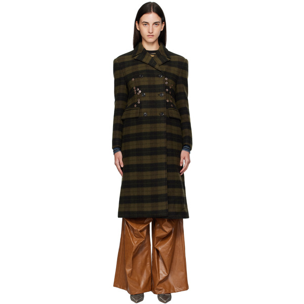  Andersson Bell Khaki Lacie Check Buttons Coat 
