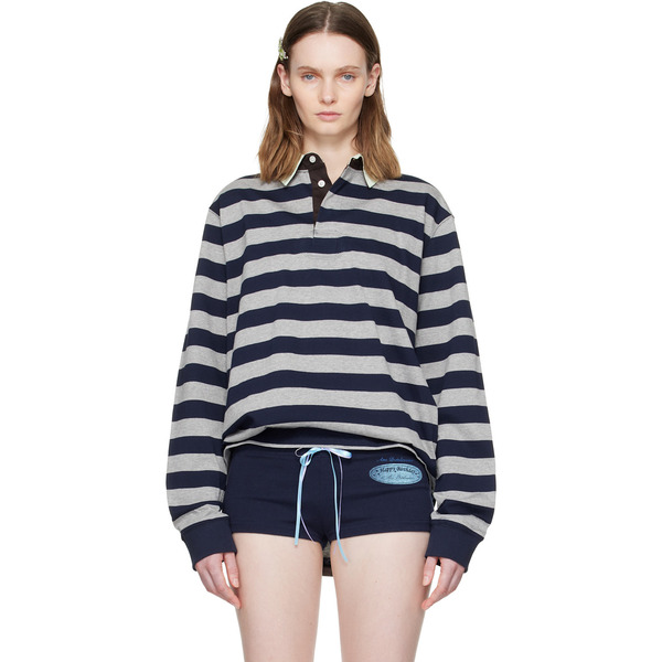  Ans Dotsloevner Gray & Navy Rugger Polo 