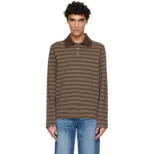  A.p.c. Brown Long-sleeve Striped Polo 