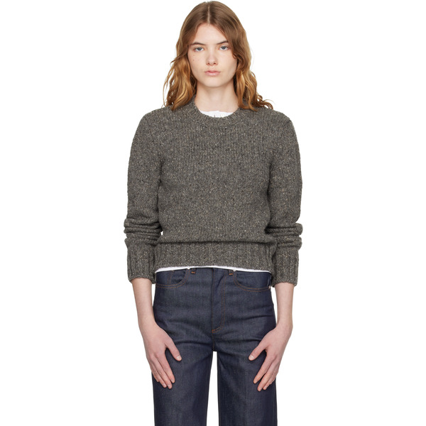  A.p.c. Gray Short Round Neck Sweater 