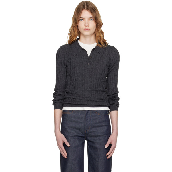  A.p.c. Gray Wool Polo 