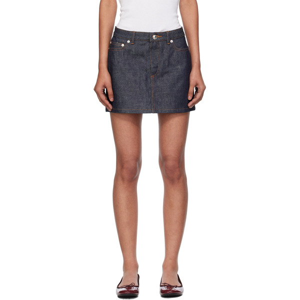  A.p.c. Navy High-rise Denim Miniskirt 