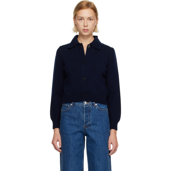 A.p.c. Navy Polo Shirt Collar Cardigan 
