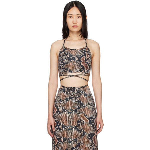  Atlein Black Snake Print Tank Top 