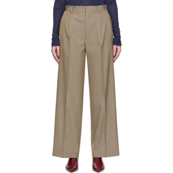  Auralee Beige Light Wool Max Gabardine Two-tuck Trousers 