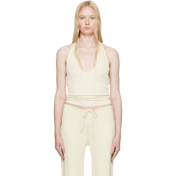  Aya Muse Off-white Knit Halter Top 