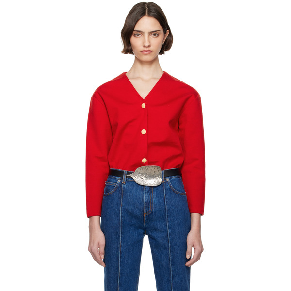  Bally Red V-neck Cardigan 