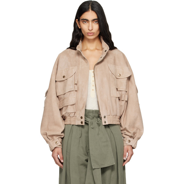  Balmain Beige Suede Bomber Jacket 