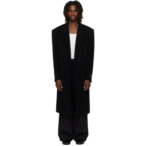  Balmain Black Oversized Wool & Cashmere Coat 