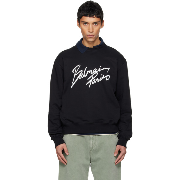  Balmain Black 'balmain Paris' Sweatshirt 