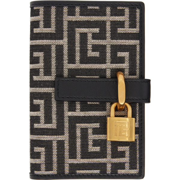  Balmain Black Pulse Holder Monogram Jacquard Card Holder 