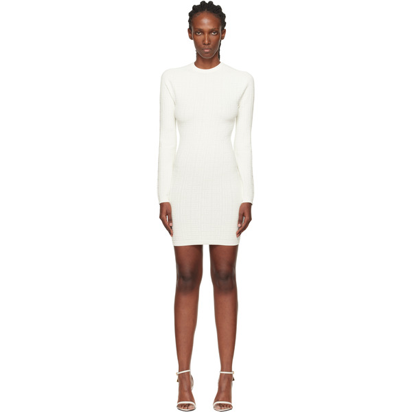  Balmain Off-white Monogram Minidress 