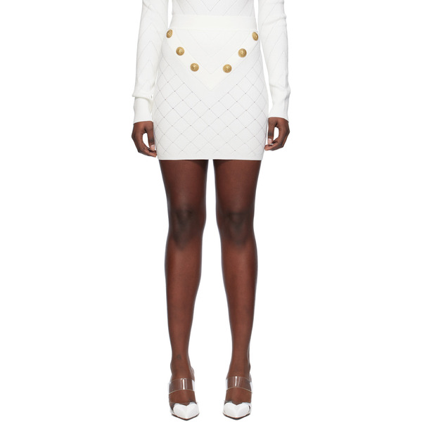  Balmain White High-rise Miniskirt 