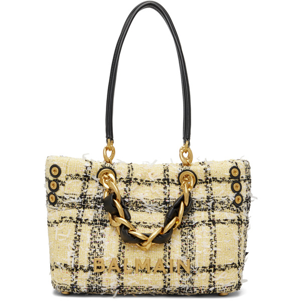  Balmain Yellow Plaid Tweed 1945 Tote 