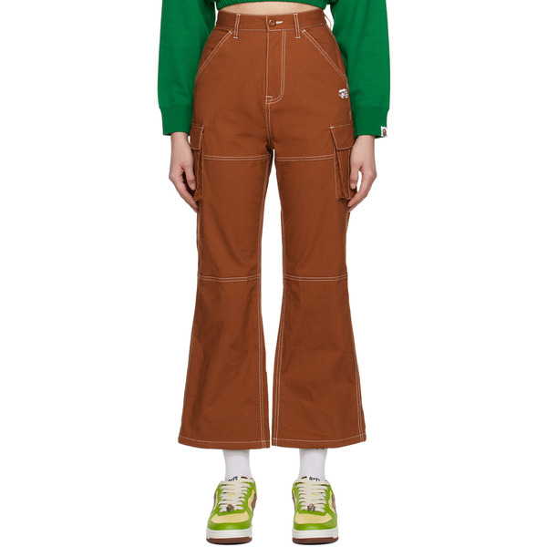 Bape Brown Color Stitching High Waist Cargo Pants 