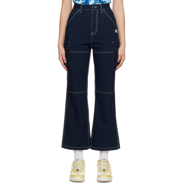  Bape Navy Color Stitching Cargo Pants 