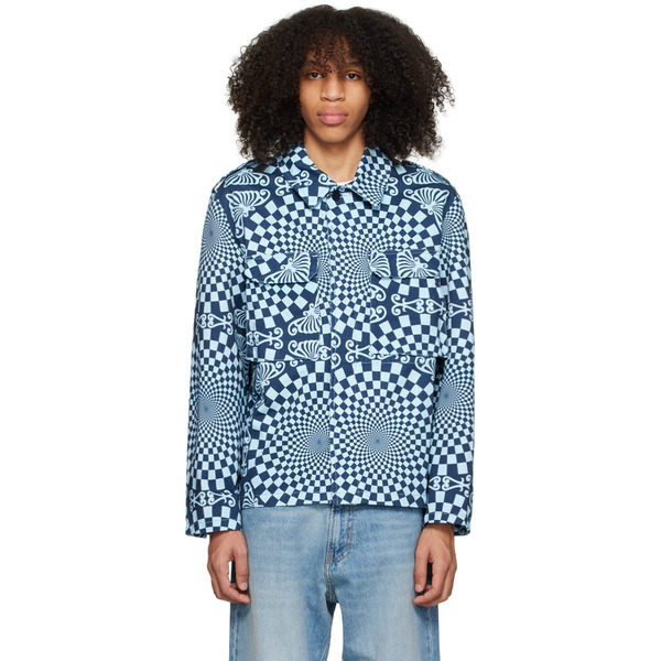  Bluemarble Blue Folk Checkerboard Jacket 