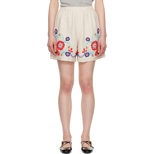  Bode Off-white Beaded Garden Party Shorts 