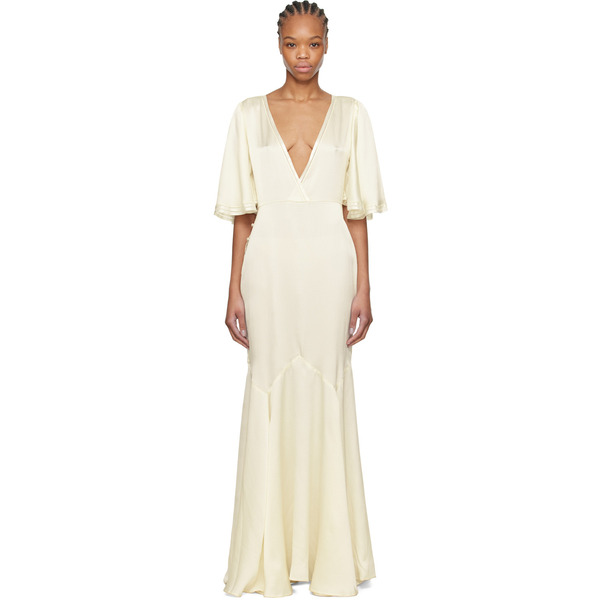  Bode Off-white Satin Claret Maxi Dress 