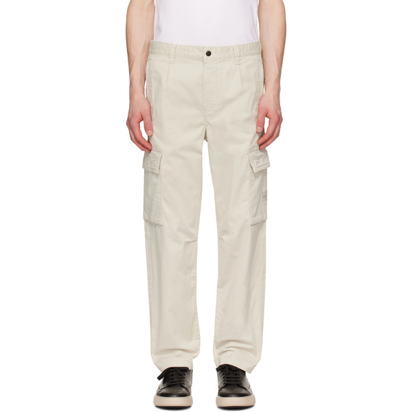  Boss Beige Logo Patch Cargo Pants 