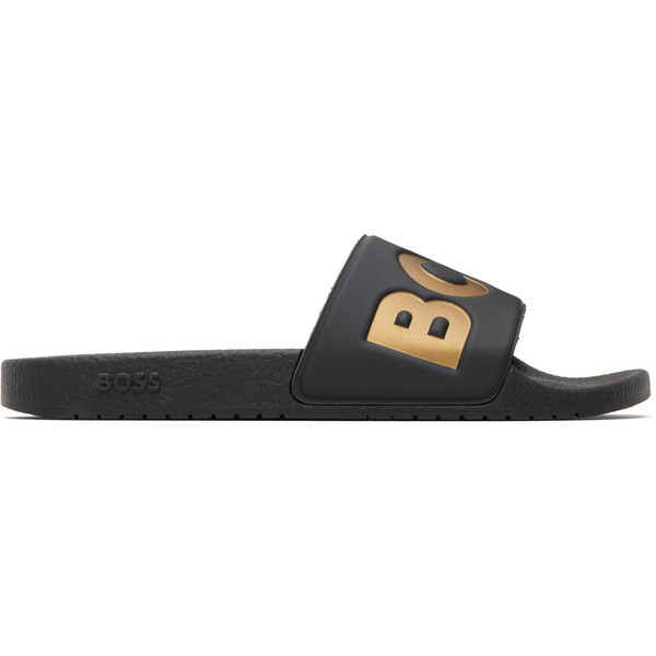  Boss Black Large Logo Detail Pool Slides 