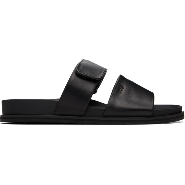  Boss Black Leather Slides 