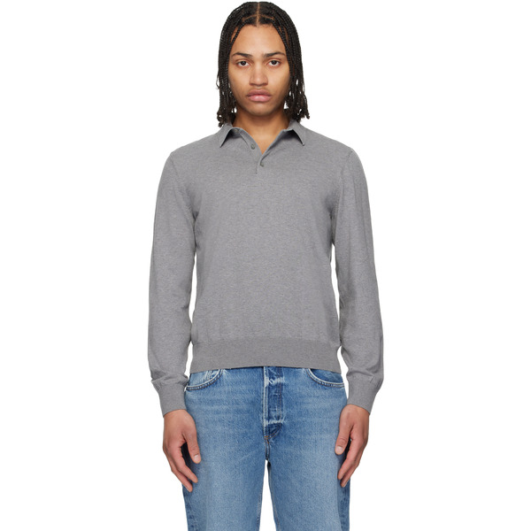  Boss Gray Cotton Polo 