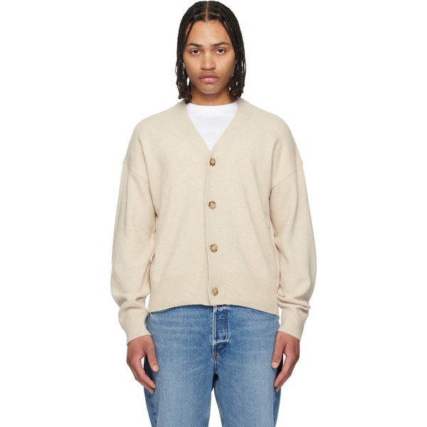  Boss Off-white Virgin-wool Relaxed Fit Cardigan 