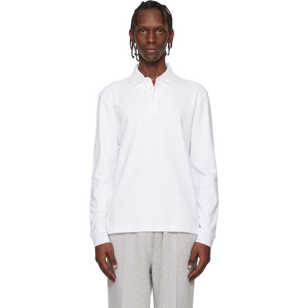  Boss White Regular Fit Interlock-cotton Polo 