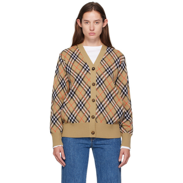  Burberry Beige Check Cardigan 