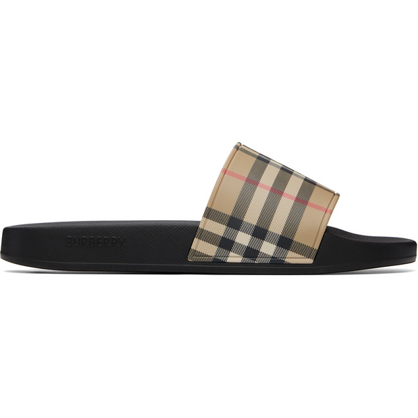  Burberry Beige Check Slides 