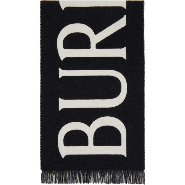  Burberry Black Logo Wool Scarf 