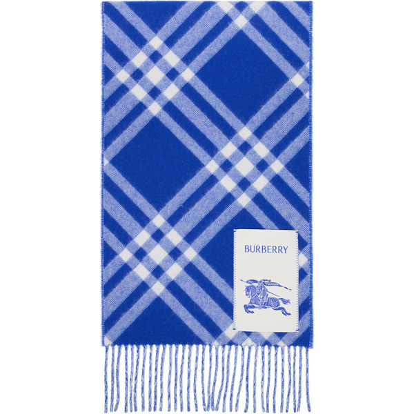  Burberry Blue Check Cashmere Scarf 
