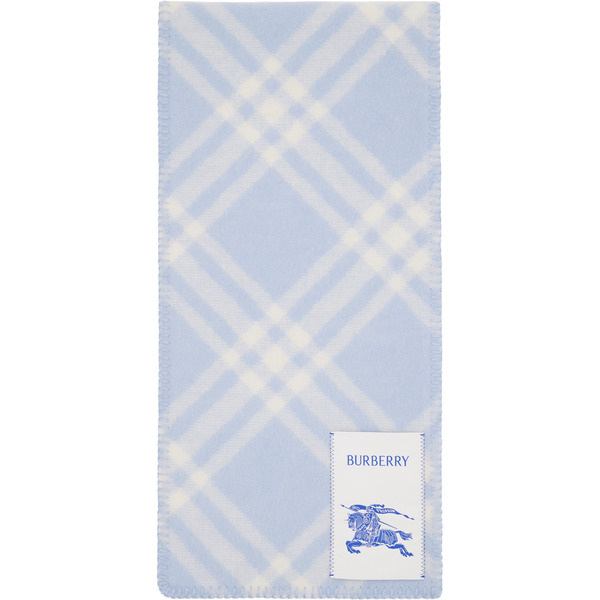  Burberry Blue Check Wool Scarf 