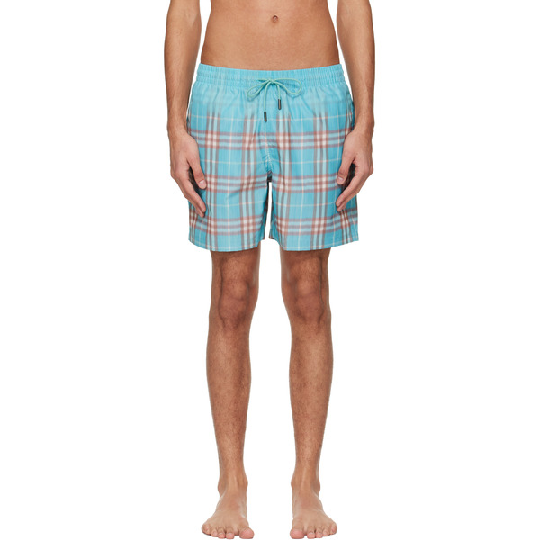  Burberry Blue Gradient Check Swim Shorts 