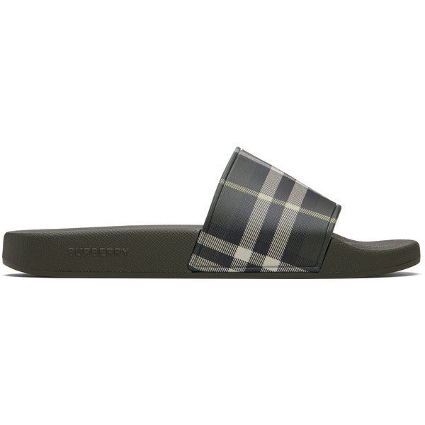  Burberry Green Check Slides 