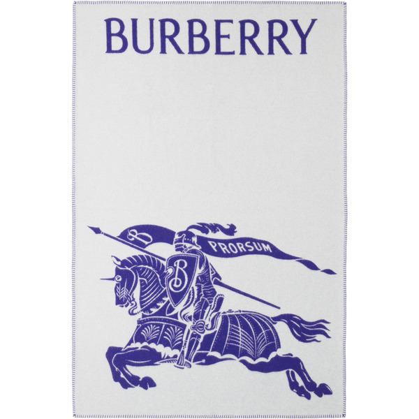  Burberry Navy & White Ekd Label Throw 