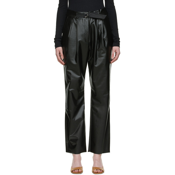  Caes Black Faux-leather Trousers 