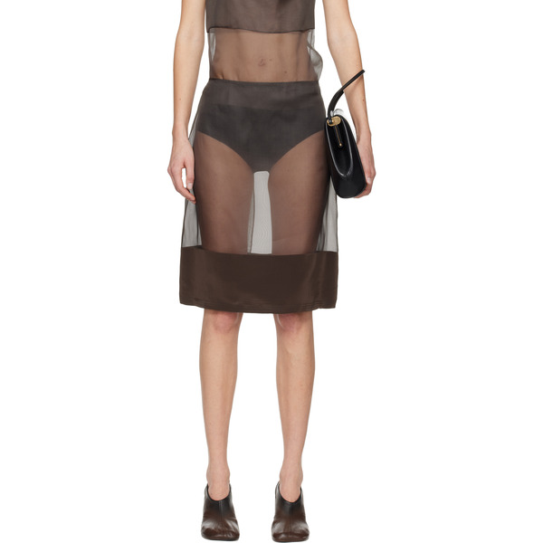  Calvin Klein Collection Brown Mabel Midi Skirt 